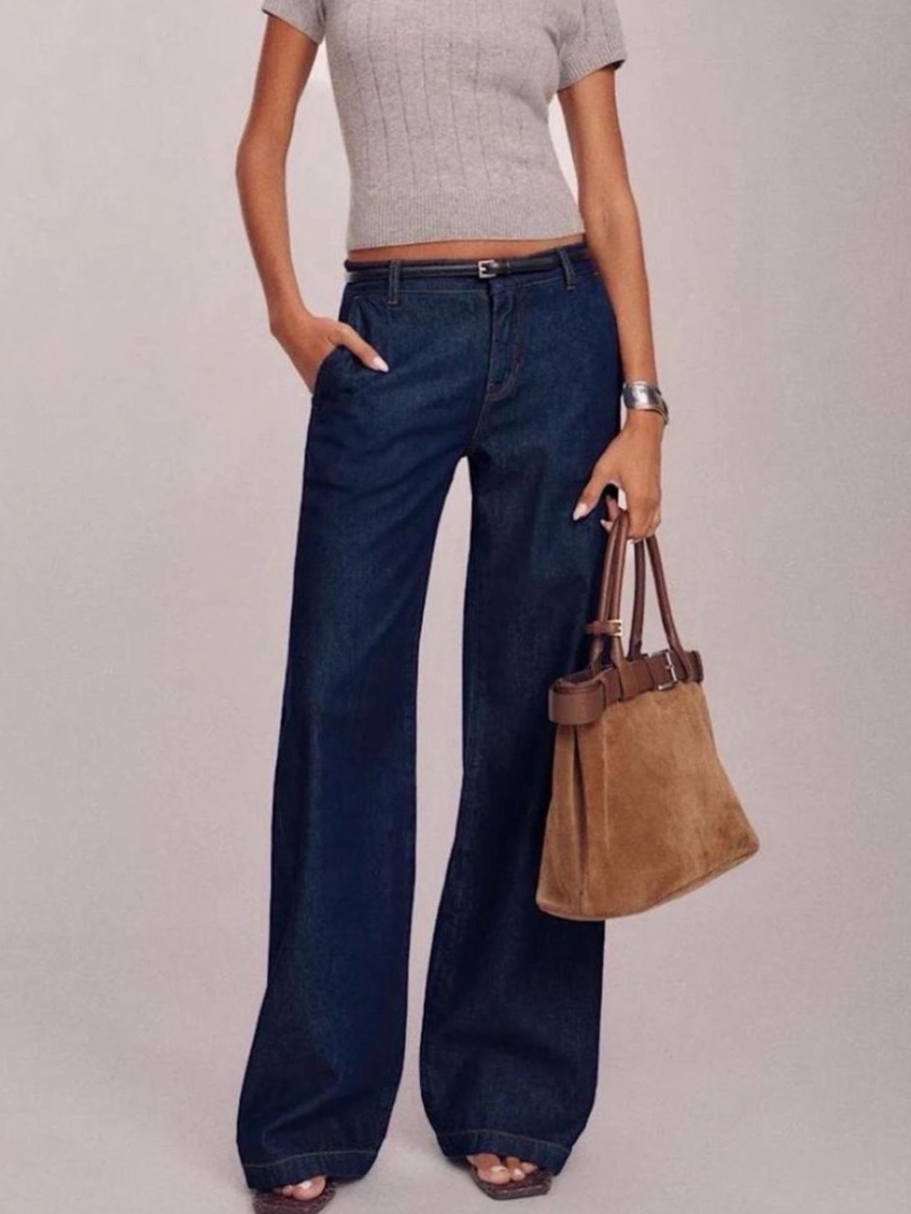 Reformation Elio low rise Wide Leg Dark Blue Jeans for Women